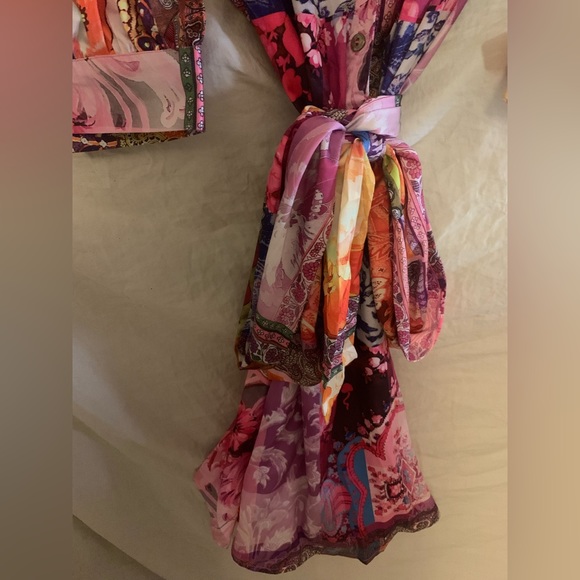 ✨⚡️💥UP PEACH WAVELENGTH SHORT SLEEVE MINI DRESS PRINT Graphic-print Silk Mini - Picture 6 of 10